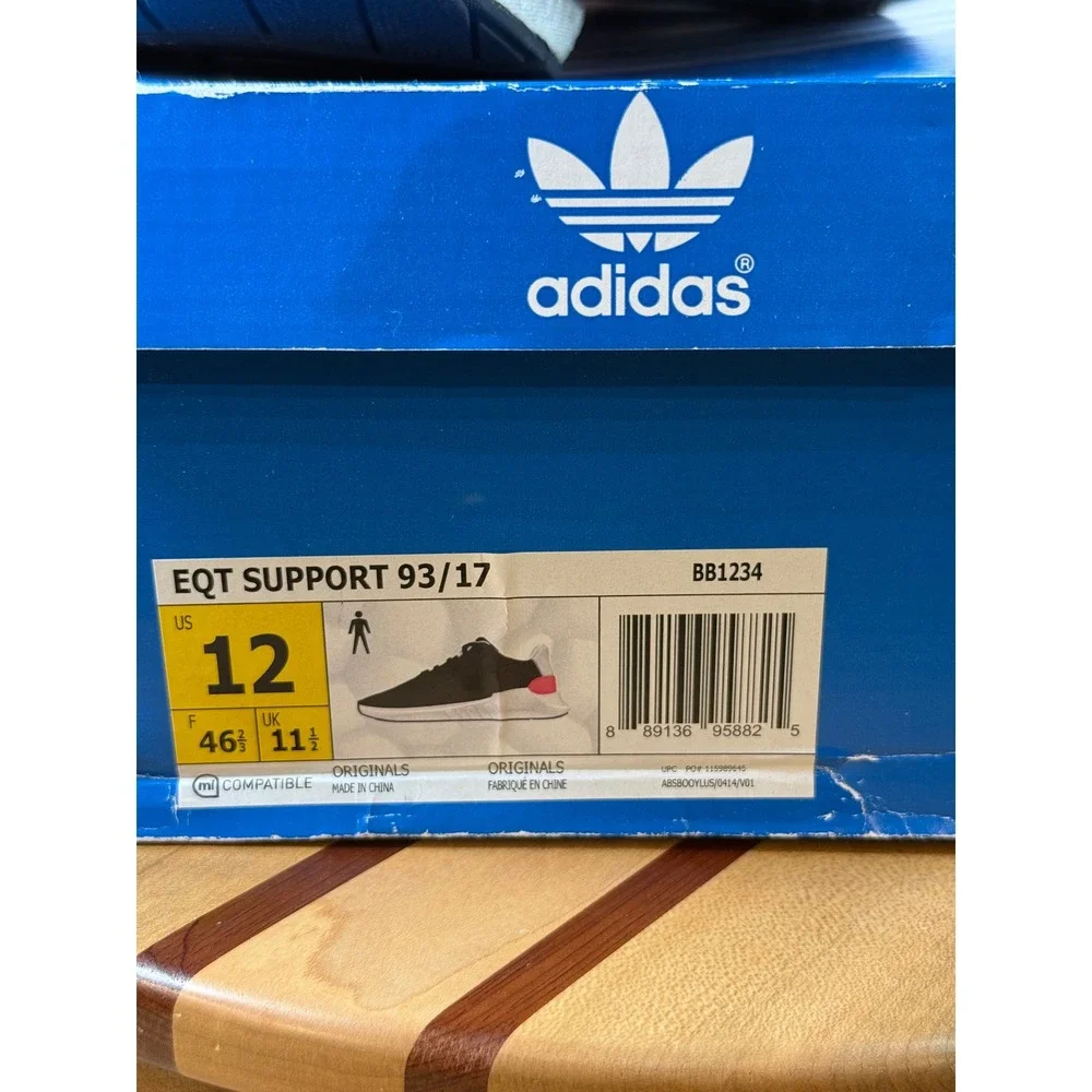 Adidas EQT Support 93/17 Mens Black Turbo Pink Boost Sneakers BB1234 Size 12
